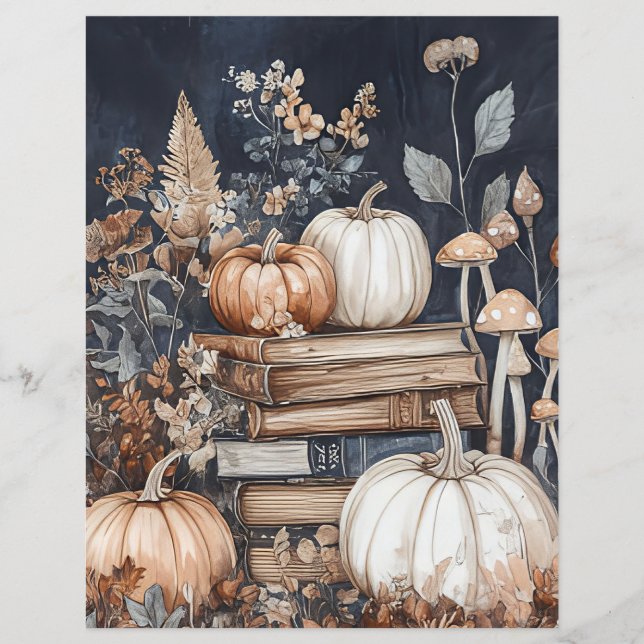 Muted coloured fall pumpkin scrapbook paper (Front)