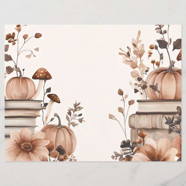 Muted coloured fall pumpkin scrapbook paper (Front)