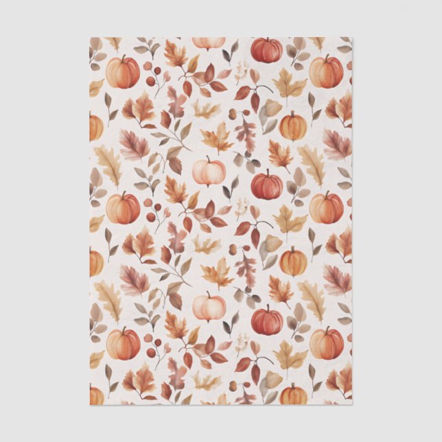 Muted coloured fall themed apples and leaves tissue paper (Front)