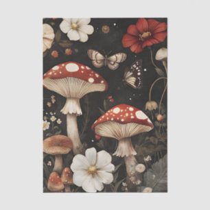 Muted coloured fall themed Mushrooms and leaves Tissue Paper