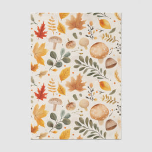 Muted coloured fall themed Mushrooms and leaves Tissue Paper