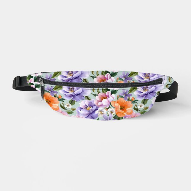 Muted Colourful Flowers Boho flower  Bum Bags (Front)
