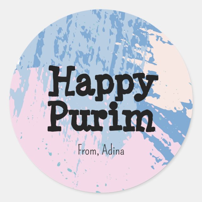 Muted Colourful Stroke Purim Sticker (Front)