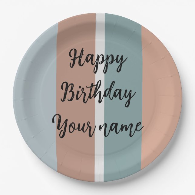 Muted colours stripes paper plate (Front)