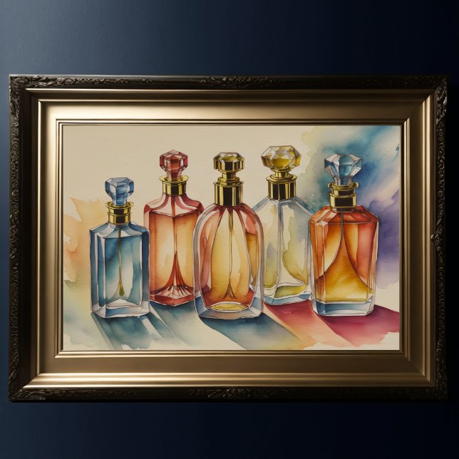 Muted Cool Colours Watercolor Glass Bottles 3:2 Poster (Creator Uploaded)