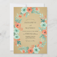 Muted Coral Aqua Peony Wedding