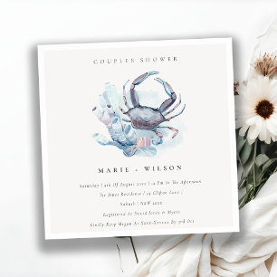 Muted Crab Coral Nautical Couples Shower Invite
