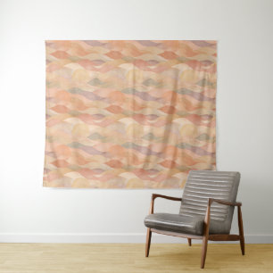 Muted Desert Waves Retro Wall Tapestry