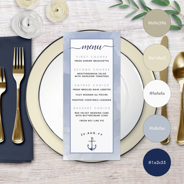 🌊Muted Dusty Blue Even \ Watercolor Beach Wedding Menu (🌊Muted Dusty Blue Even \ Watercolor Beach Wedding Menu
)