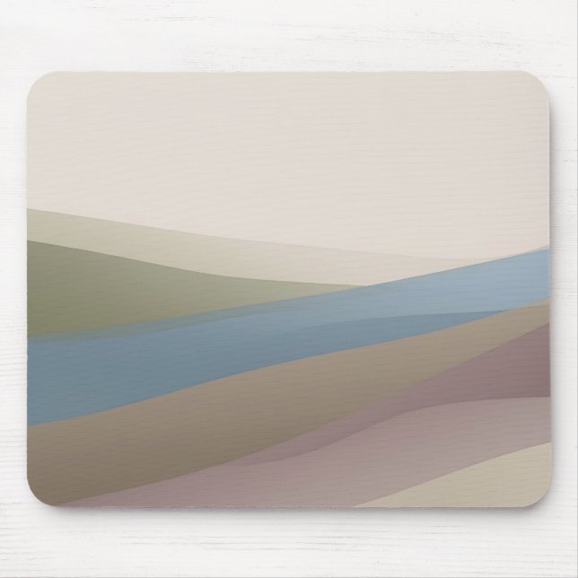 Muted Earth Tone Layered Waves Mouse Pad (Front)