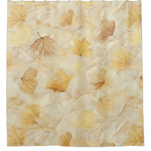 Muted Earth Tone Pressed Leaves on Soft Parchment Shower Curtain