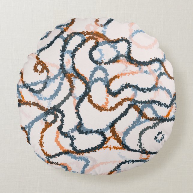 Muted Earthy Colours Cool Pattern Round Cushion (Front)