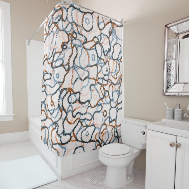 Muted Earthy Colours Cool Pattern Shower Curtain (In Situ)