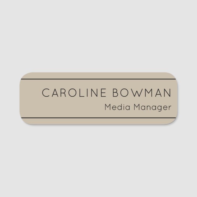 Muted Elegance - Calm Stone Business Name Tag (Front)
