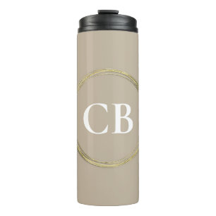 Muted Elegance - Calm Stone Monogram Thermal Tumbler