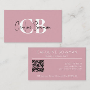 Muted Elegance Misty Rose QR Code Business Card