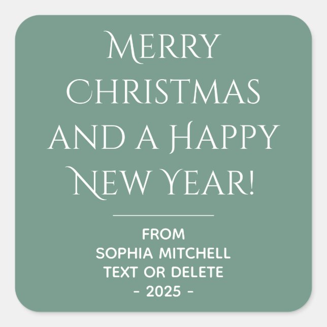 Muted Elegance  Ocean Teal Christmas Sticker (Front)