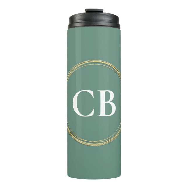 Muted Elegance - Ocean Teal Monogram  Thermal Tumbler (Front)