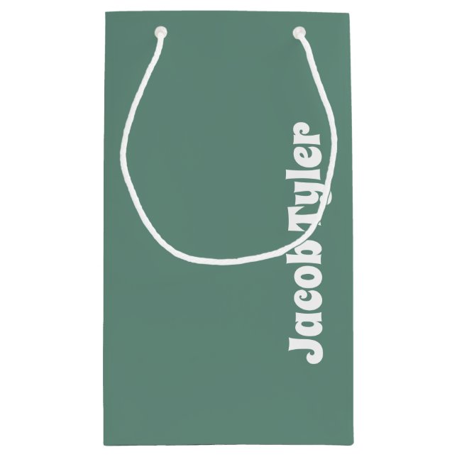 Muted Elegance - Small Ocean Teal Name Gift Bag (Back)
