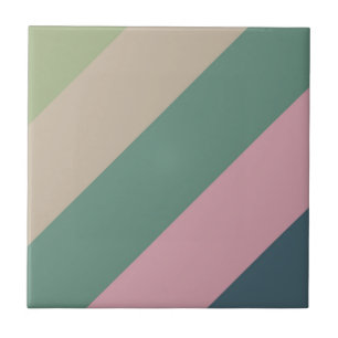 Muted Elegance  Striped Decorative Ceramic Tile