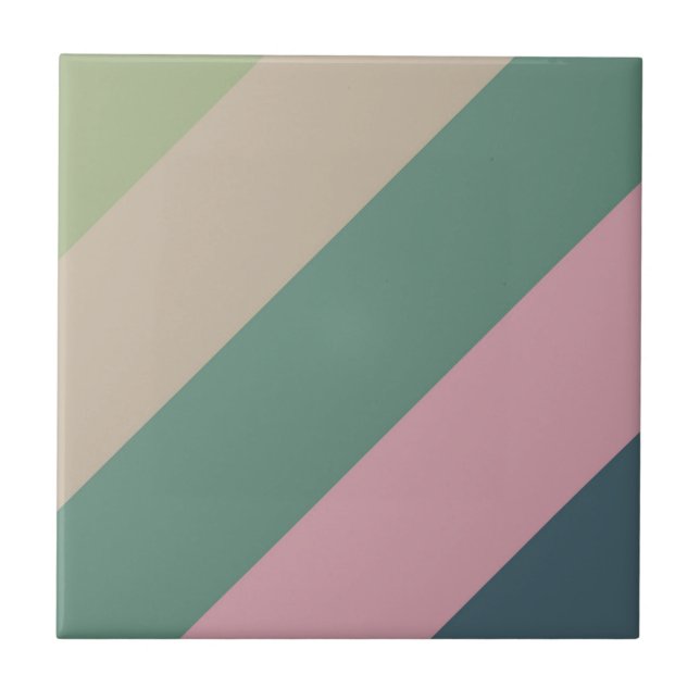 Muted Elegance  Striped Decorative Ceramic Tile (Front)