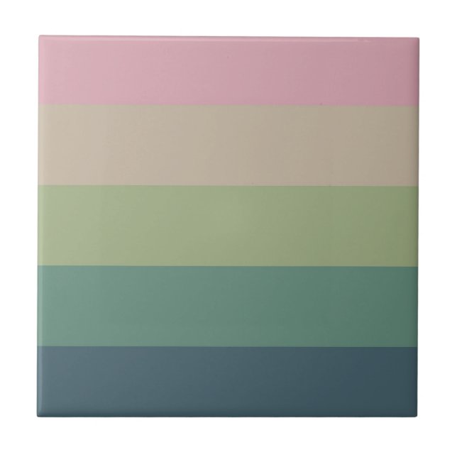 Muted Elegance  Stripes Decorative Ceramic Tile (Front)