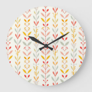 Muted Fall Stripes Large Clock