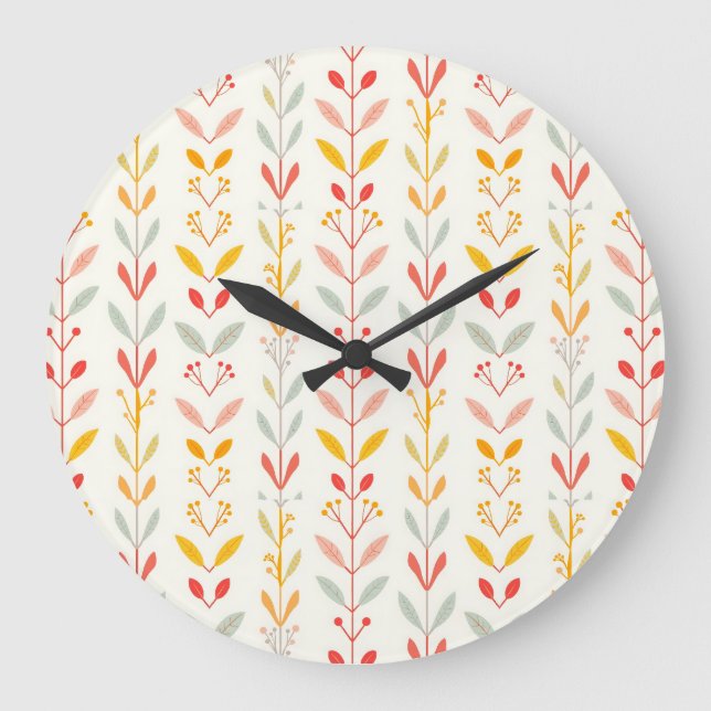 Muted Fall Stripes Large Clock (Front)