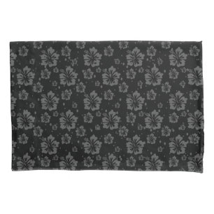 Muted Floral Abstract Plain Black Pillowcase