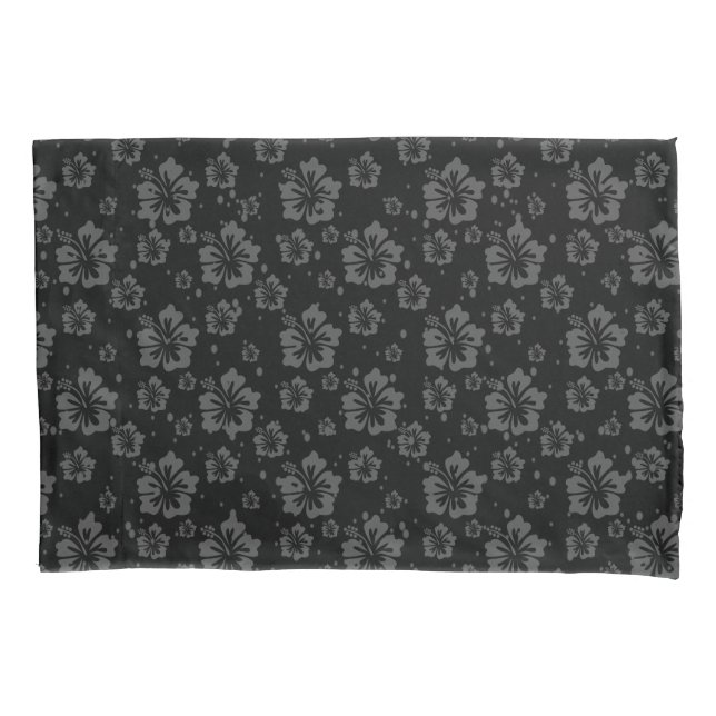 Muted Floral Abstract Plain Black Pillowcase (Front)