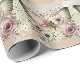 Muted Floral Butterfly Wrapping Paper