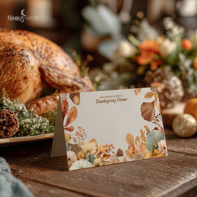 Muted Florals Thanksgiving Blank Buffet Card (Creator Uploaded)