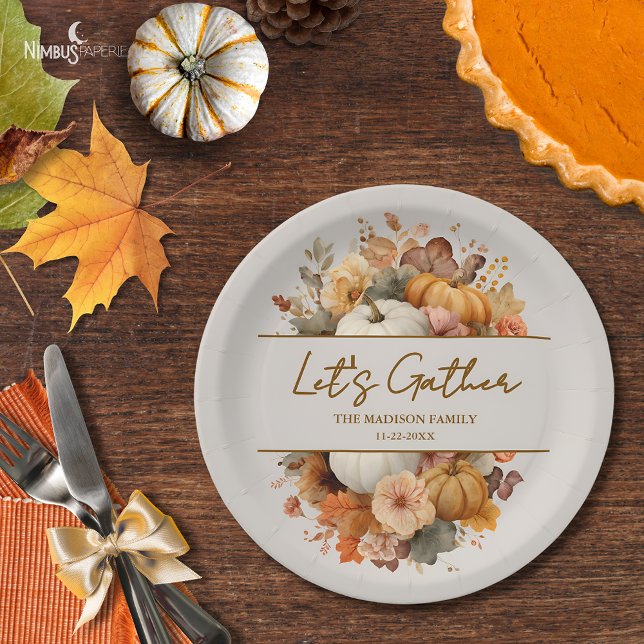 Muted Florals Thanksgiving Paper Plate (Creator Uploaded)