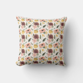 Muted florals throw pillow