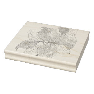 Muted Gold Blue Watercolor Botanical Leaves Rubber Stamp