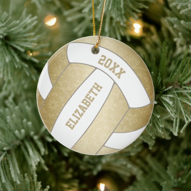 Muted gold girly volleyball ceramic tree decoration (Tree)
