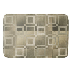 Muted Gold Squares Modern Geometric Glam Bath Mat