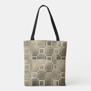 Muted Gold Squares Modern Geometric Glam Tote Bag