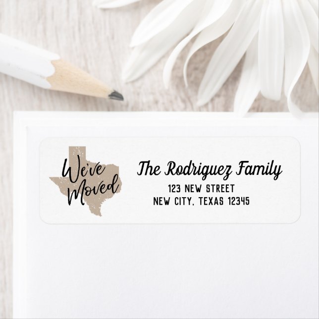 Muted Gold We've Moved - Texas Address Labels (Insitu)