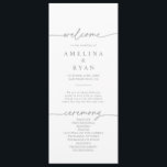 Muted Gray Simple Minimalist Wedding Program Programme<br><div class="desc">This muted gray simple minimalist wedding program is perfect for a modern wedding. The simple and elegant design features classic and fancy script typography in gray and white.</div>