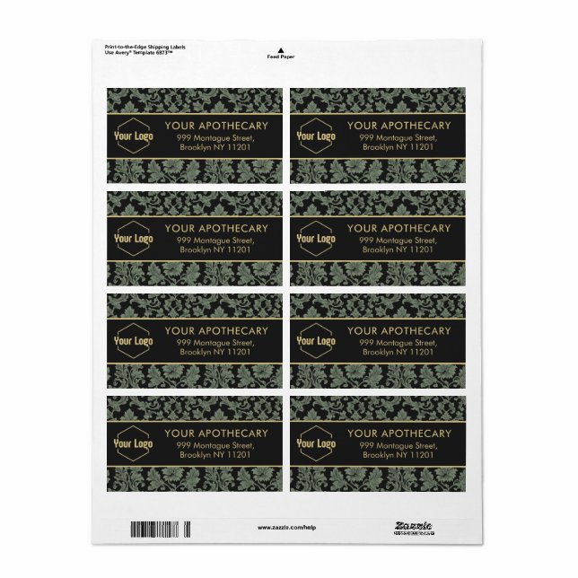 Muted Green Address Label Herbal Business (Full Sheet)