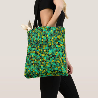 Muted Green and Gold Shatter Tote Bag