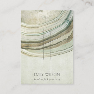 Muted Green Aqua Agate Earthy Hairpin Display Business Card