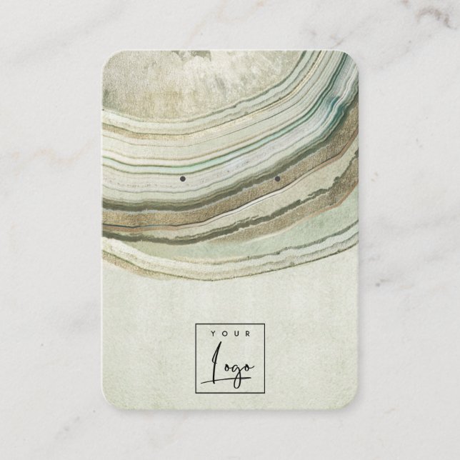 Muted Green Blue Agate Earthy Stud Earring Display Business Card (Front)