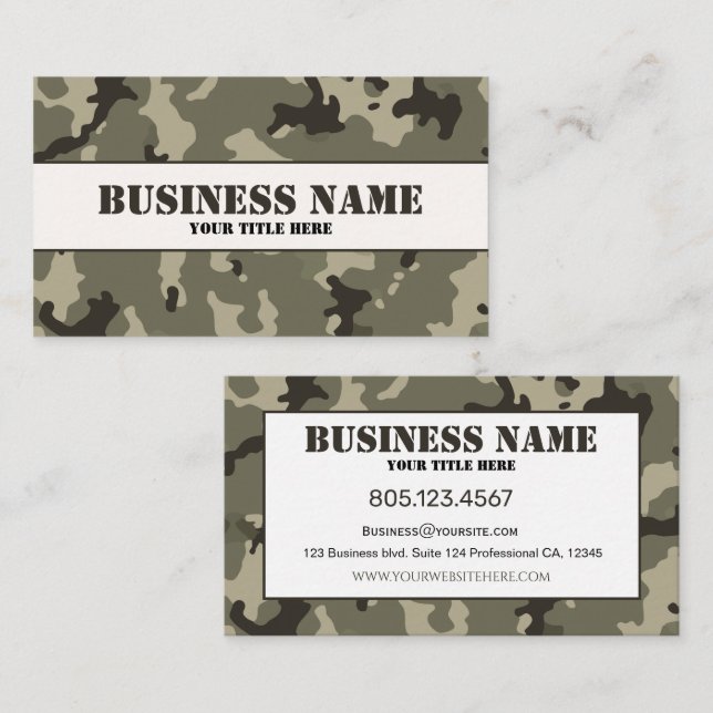 Muted Green Camouflage Business Card (Front/Back)