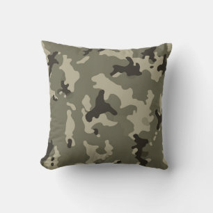 Muted Green Camouflage Cosy Rustic Home Decor Cushion
