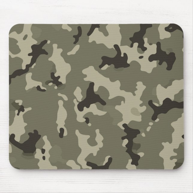 Muted Green Camouflage Gaming Office Desk Style Mouse Pad (Front)