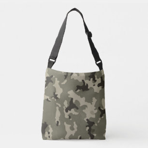 Muted Green Camouflage Streetwear Utility Travel Crossbody Bag