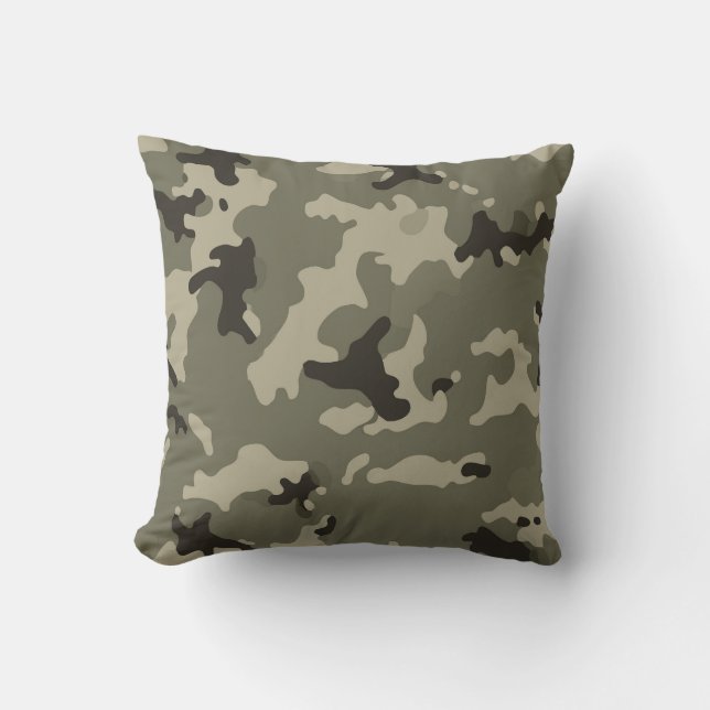 Muted Green Camouflage – Subtle Outdoor & Tactical Cushion (Front)