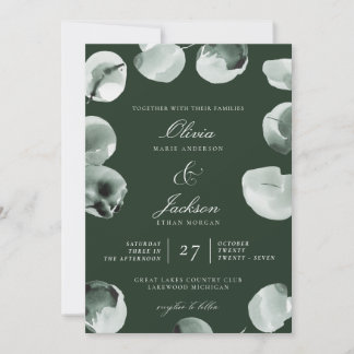 Muted Green Eucalyptus Scripted Modern Wedding Invitation